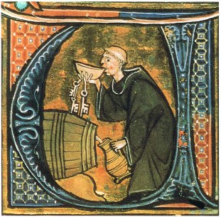 benedictijner monnik drinkt wijn